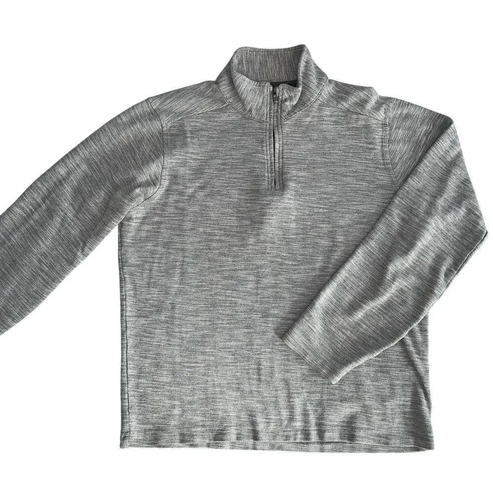 Bonobos Men’s Daily Grind Gray Herringbone 1/4 Zip Pullover Shirt Size M